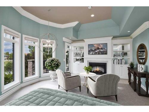 38 Allard Crescent, Red Deer, AB - Indoor Photo Showing Living Room With Fireplace