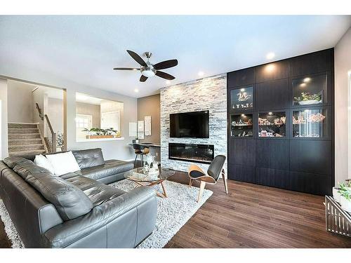 18 Caribou Crescent, Red Deer, AB - Indoor Photo Showing Living Room With Fireplace