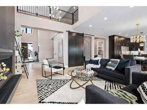 57 Larratt Close, Red Deer, AB - Indoor Photo Showing Living Room With Fireplace