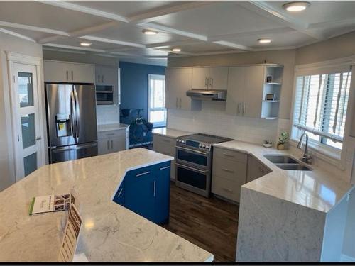 11 Parkview Estates Estates, Camrose, AB - Indoor Photo Showing Kitchen With Stainless Steel Kitchen With Double Sink With Upgraded Kitchen