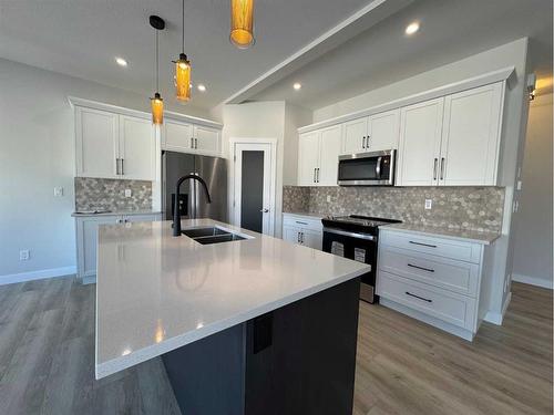 53 Emmett Crescent, Red Deer, AB - Indoor Photo Showing Kitchen With Double Sink With Upgraded Kitchen