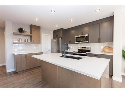 34 Thayer Close, Red Deer, AB - Indoor Photo Showing Kitchen With Stainless Steel Kitchen With Double Sink With Upgraded Kitchen