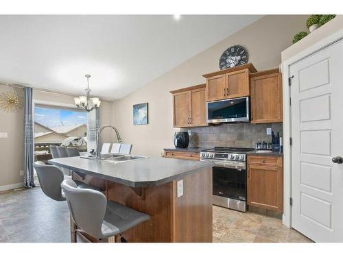 131 Timberstone Way, Red Deer, AB - Indoor Photo Showing Kitchen With Double Sink