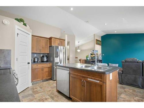 131 Timberstone Way, Red Deer, AB - Indoor Photo Showing Kitchen With Double Sink