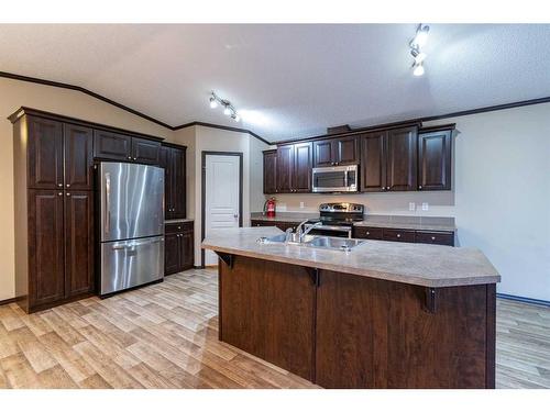 4919 43 Street, Stettler, AB - Indoor Photo Showing Kitchen With Stainless Steel Kitchen With Double Sink