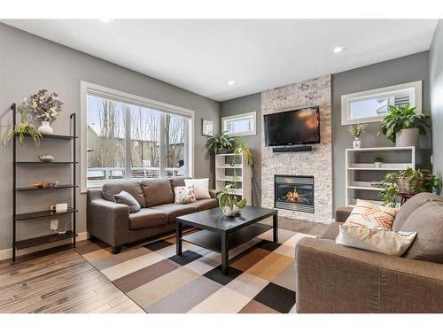 206 Viscount Drive, Red Deer, AB - Indoor Photo Showing Living Room With Fireplace