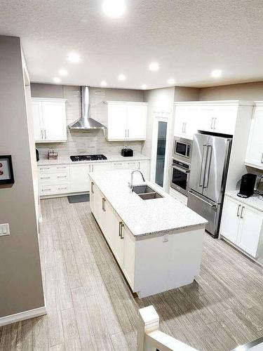 238 Kingfisher Crescent Se, Airdrie, AB - Indoor Photo Showing Kitchen With Stainless Steel Kitchen With Double Sink