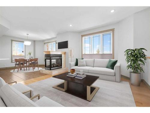 262 Addington Drive, Red Deer, AB - Indoor Photo Showing Living Room With Fireplace