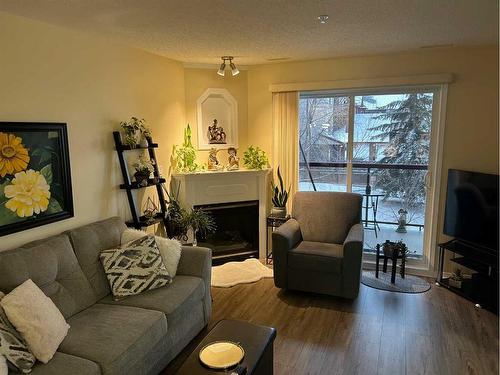 203-18 Averill Street, Red Deer, AB - Indoor Photo Showing Living Room With Fireplace