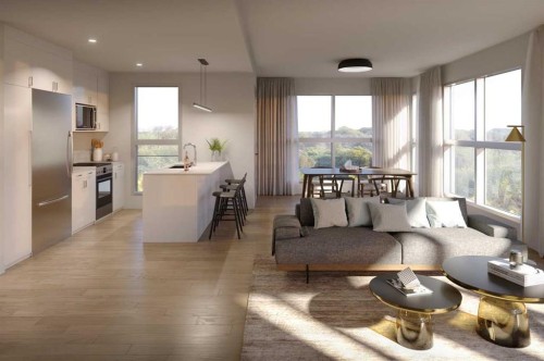 3319-8500 19 Avenue Se, Calgary, AB - Indoor Photo Showing Living Room