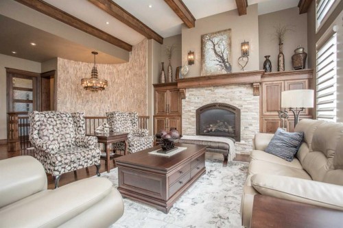 32 Sagewood Close, Red Deer, AB - Indoor Photo Showing Living Room With Fireplace