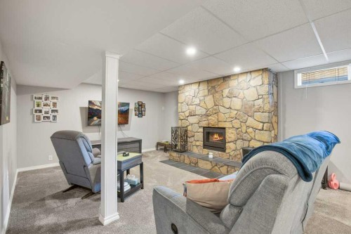36 Harvey Close, Red Deer, AB - Indoor Photo Showing Basement With Fireplace