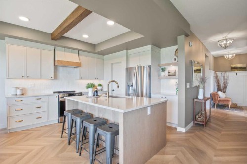 38 Springfield Boulevard, Sylvan Lake, AB - Indoor Photo Showing Kitchen With Upgraded Kitchen