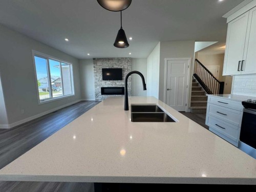 49 Emmett Crescent, Red Deer, AB - Indoor Photo Showing Kitchen With Double Sink