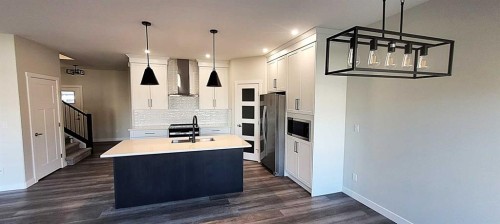 49 Emmett Crescent, Red Deer, AB - Indoor Photo Showing Kitchen With Double Sink With Upgraded Kitchen