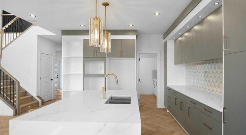 47 Everson Close, Red Deer, AB - Indoor Photo Showing Kitchen With Double Sink With Upgraded Kitchen