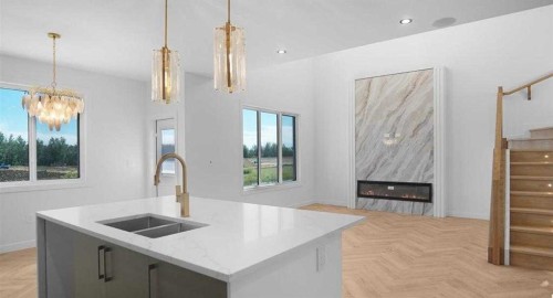 47 Everson Close, Red Deer, AB - Indoor Photo Showing Kitchen With Double Sink With Upgraded Kitchen