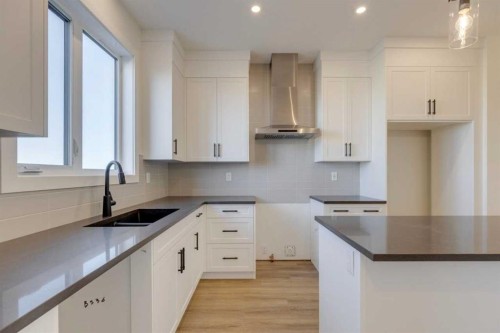 8546 Huxbury Drive Ne, Calgary, AB - Indoor Photo Showing Kitchen With Double Sink