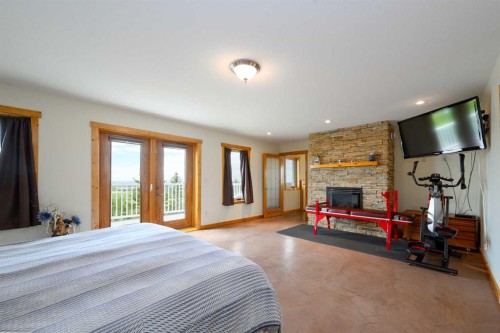 38139 Range Road 265, Rural Red Deer County, AB - Indoor Photo Showing Bedroom With Fireplace
