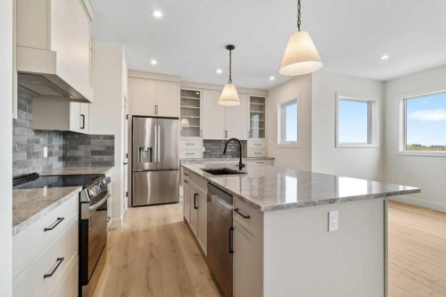 10 Aura Drive, Blackfalds, AB - Indoor Photo Showing Kitchen With Upgraded Kitchen