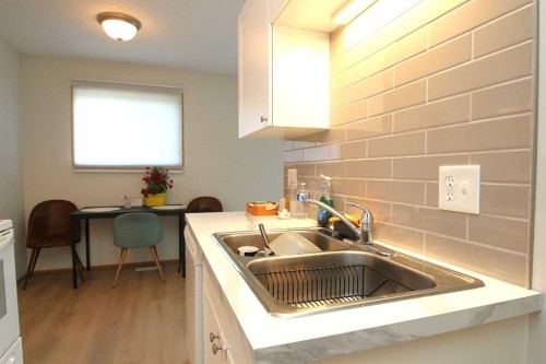 3809-3813 50 Street, Red Deer, AB - Indoor Photo Showing Kitchen With Double Sink