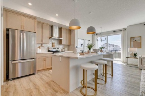 27 Lewiston Row Ne, Calgary, AB - Indoor Photo Showing Kitchen With Stainless Steel Kitchen With Upgraded Kitchen