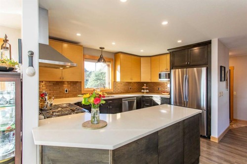37 Wildrose Street, Rural Lacombe County, AB - Indoor Photo Showing Kitchen With Stainless Steel Kitchen