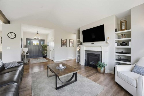 118-44101 Range Road 214, Rural Camrose County, AB - Indoor Photo Showing Living Room With Fireplace