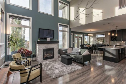 30 Parkridge Crescent, Blackfalds, AB - Indoor Photo Showing Living Room With Fireplace