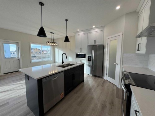 38 Tagish Avenue, Red Deer, AB - Indoor Photo Showing Kitchen With Stainless Steel Kitchen With Double Sink With Upgraded Kitchen