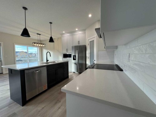 38 Tagish Avenue, Red Deer, AB - Indoor Photo Showing Kitchen With Stainless Steel Kitchen With Upgraded Kitchen