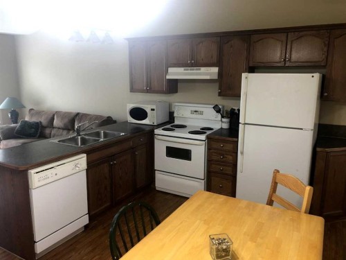 7017 Deer Street, Lacombe, AB - Indoor Photo Showing Kitchen With Double Sink