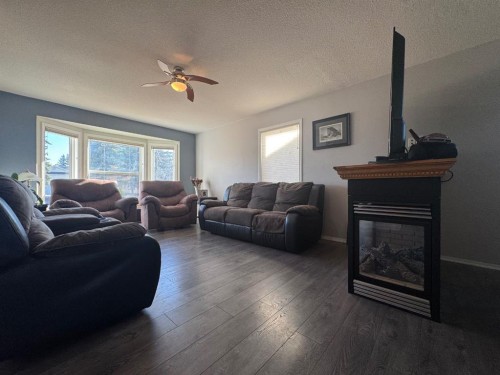 4953 49 Street, Sedgewick, AB - Indoor Photo Showing Living Room With Fireplace