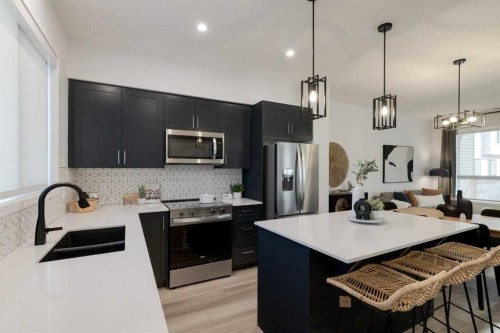 1324-1350 Cornerstone Street Ne, Calgary, AB - Indoor Photo Showing Kitchen With Double Sink With Upgraded Kitchen