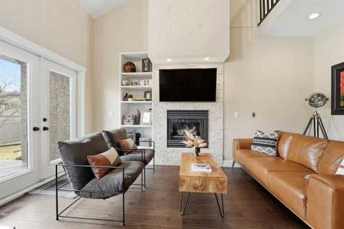90 Allison Crescent, Red Deer, AB - Indoor Photo Showing Living Room With Fireplace