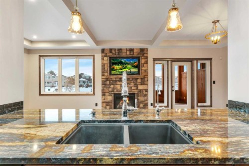 100 Van Slyke Way, Red Deer, AB - Indoor Photo Showing Kitchen With Double Sink