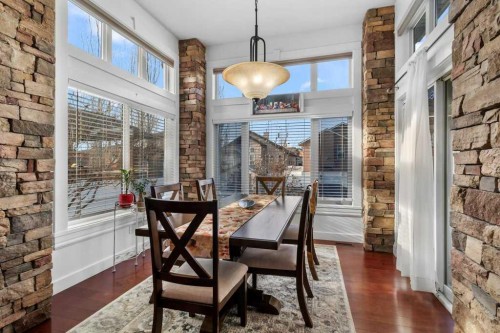 20 Oakfield Close, Red Deer, AB - Indoor Photo Showing Dining Room With Fireplace