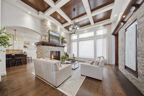 24 Sagewood Close, Red Deer, AB - Indoor Photo Showing Living Room With Fireplace