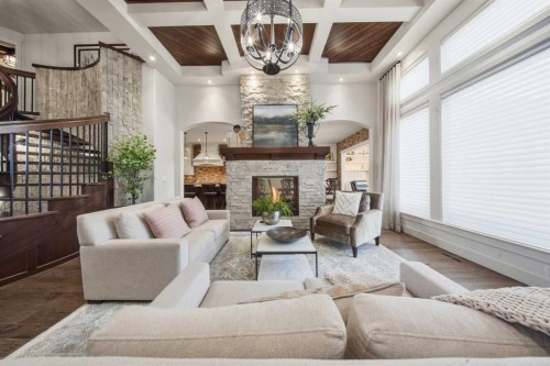 24 Sagewood Close, Red Deer, AB - Indoor Photo Showing Living Room With Fireplace