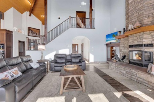 28012 Township Road 394, Rural Lacombe County, AB - Indoor Photo Showing Living Room With Fireplace