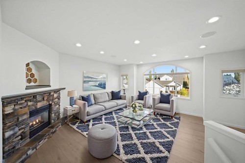 116 Allwright Close, Red Deer, AB - Indoor Photo Showing Living Room With Fireplace