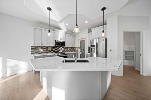 116 Allwright Close, Red Deer, AB - Indoor Photo Showing Kitchen With Double Sink With Upgraded Kitchen