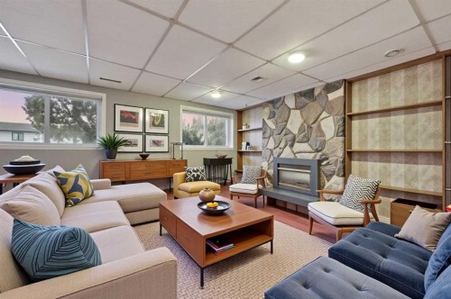 6121 Hamilton Drive, Red Deer, AB - Indoor Photo Showing Living Room With Fireplace