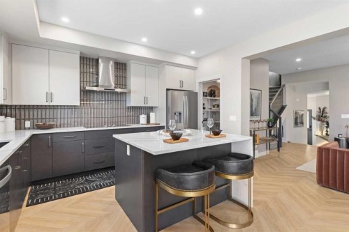 72 Creekstone Grove Sw, Calgary, AB - Indoor Photo Showing Kitchen With Stainless Steel Kitchen With Double Sink With Upgraded Kitchen