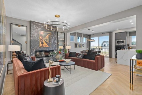 72 Creekstone Grove Sw, Calgary, AB - Indoor Photo Showing Living Room With Fireplace