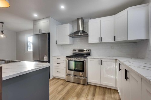 107 Greig Drive, Red Deer, AB - Indoor Photo Showing Kitchen With Stainless Steel Kitchen With Upgraded Kitchen