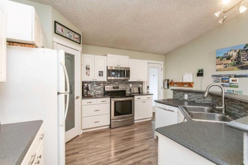 34 Iron Wolf Ridge, Lacombe, AB - Indoor Photo Showing Kitchen With Double Sink