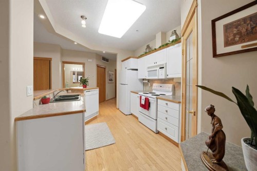 111-5300 48 Street, Red Deer, AB - Indoor Photo Showing Kitchen With Double Sink