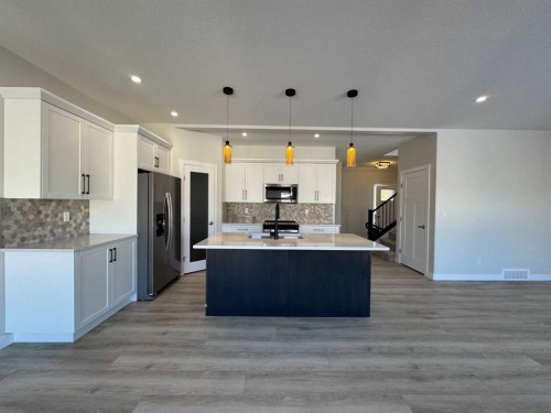 53 Emmett Crescent, Red Deer, AB - Indoor Photo Showing Kitchen With Stainless Steel Kitchen With Upgraded Kitchen