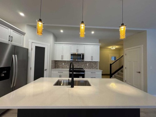 53 Emmett Crescent, Red Deer, AB - Indoor Photo Showing Kitchen With Stainless Steel Kitchen With Upgraded Kitchen